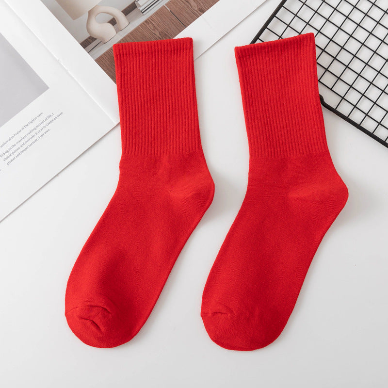 Calcetines de algodón hasta la rodilla de color liso para mujer