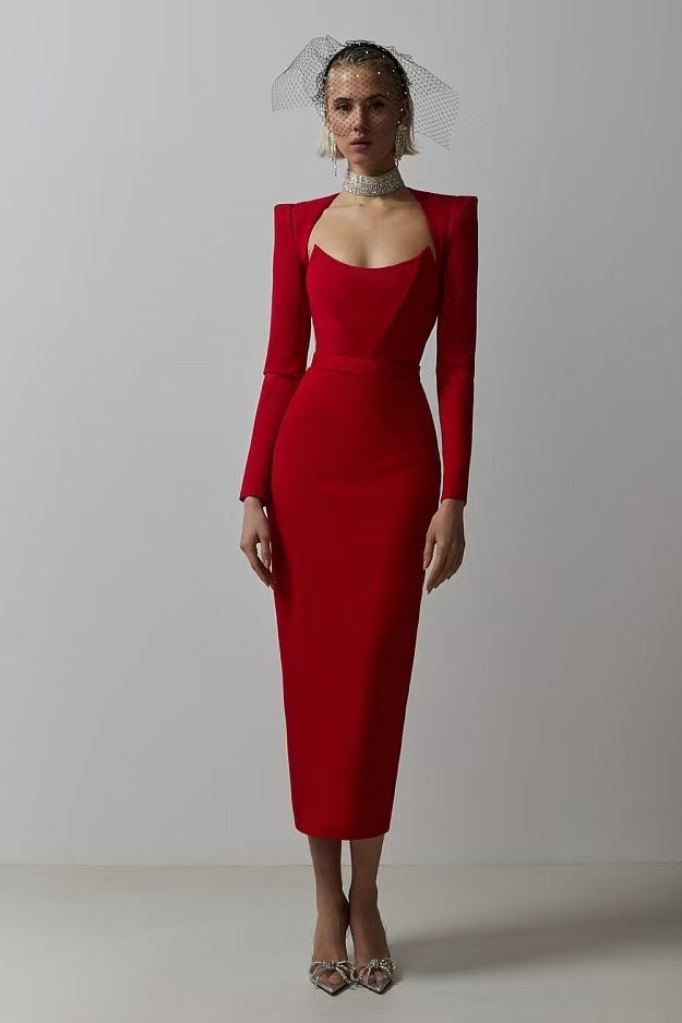 Vestido ajustado de manga larga a la cadera para mujer