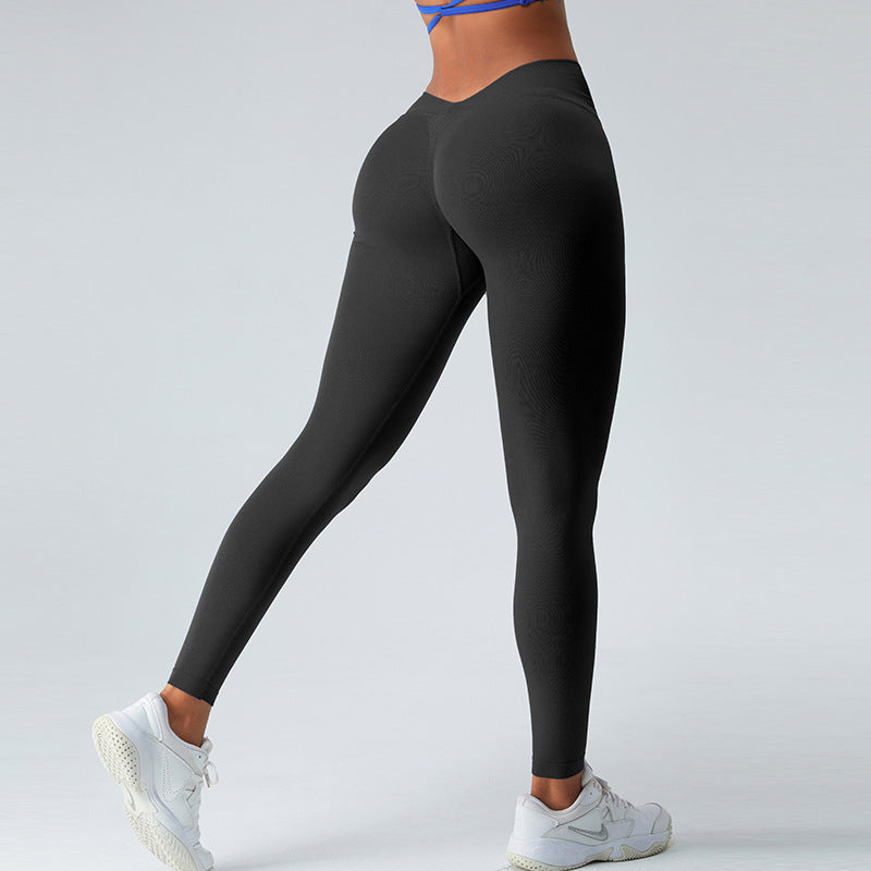 Leggings de yoga taille haute à la mode pour femmes, couleur unie