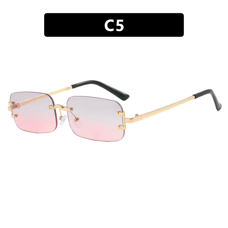 Gafas de sol cuadradas sin montura informales de moda para mujer