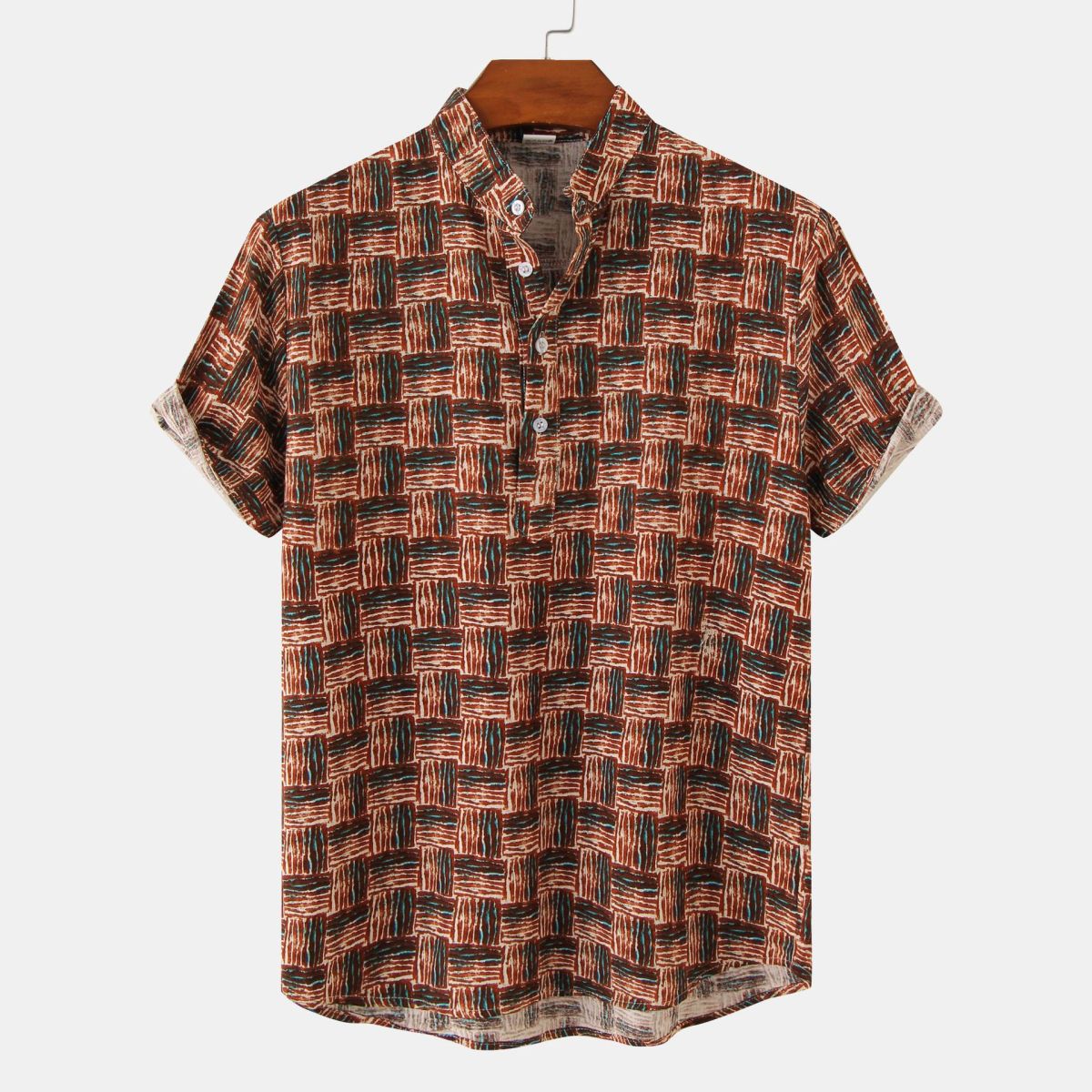 Camisa con estampado de flores diminutas en 3D para hombre, ideal para vacaciones de verano