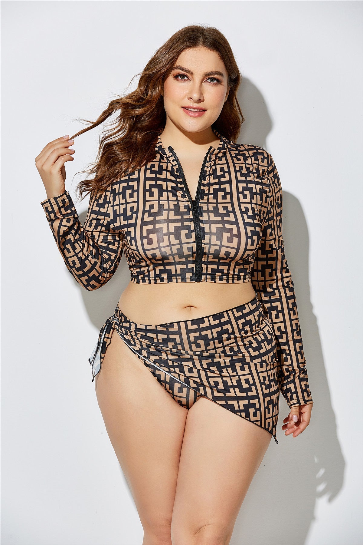 Women Fashion Sexy Printed Plus Size Swimsuit Set