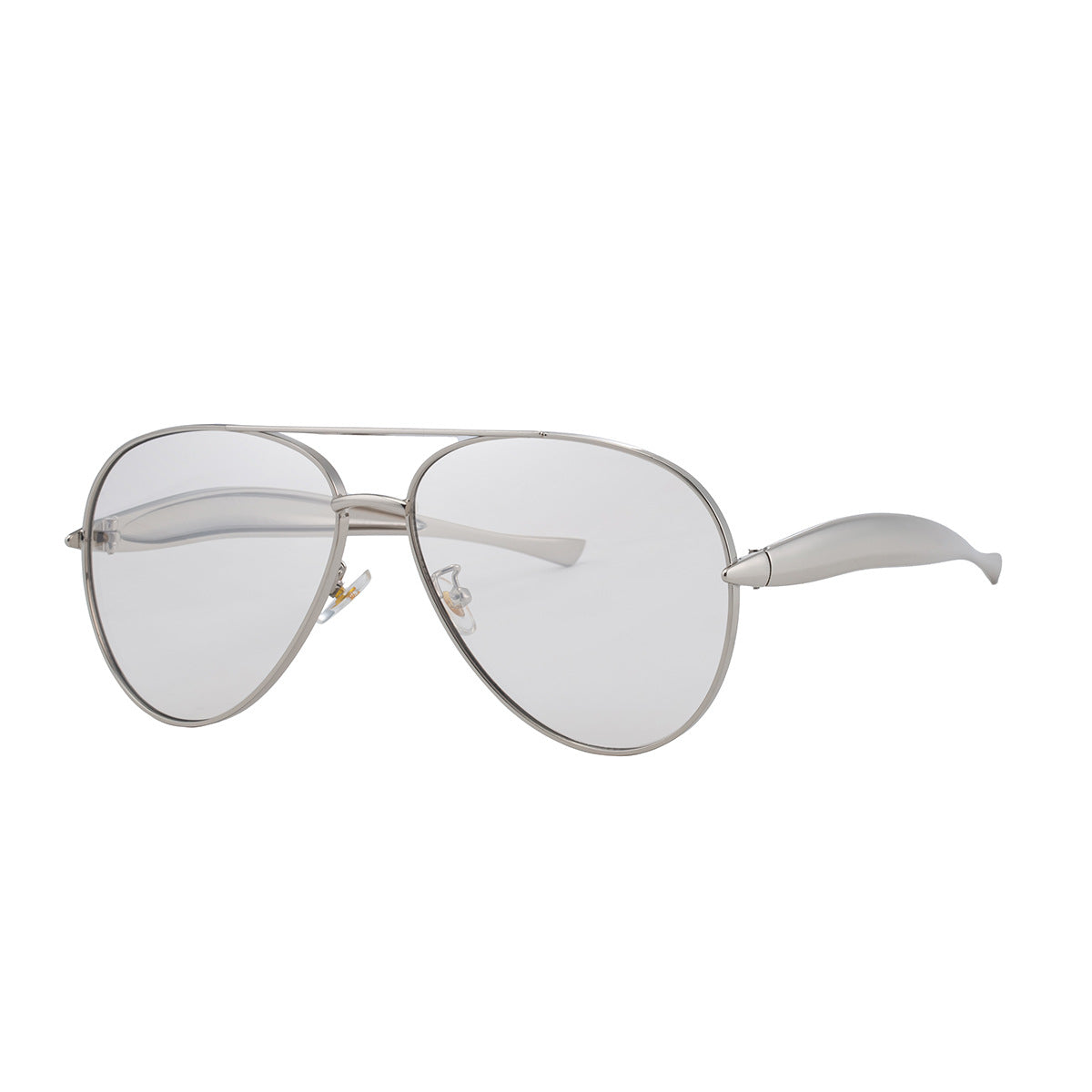 Lunettes de soleil à monture large en métal de couleur unie pour femmes