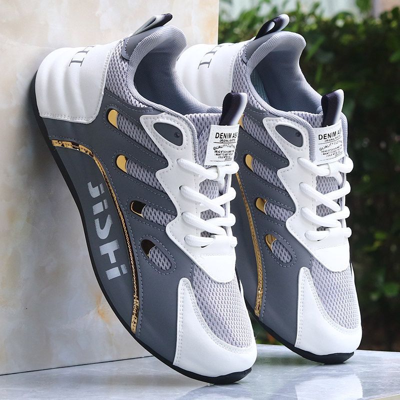 Zapatillas deportivas informales de malla transpirable con bloques de color para hombre