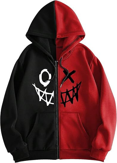 Men Fashion Casual Demon 3D Printed Long-Sleeve Zipper Hoodies