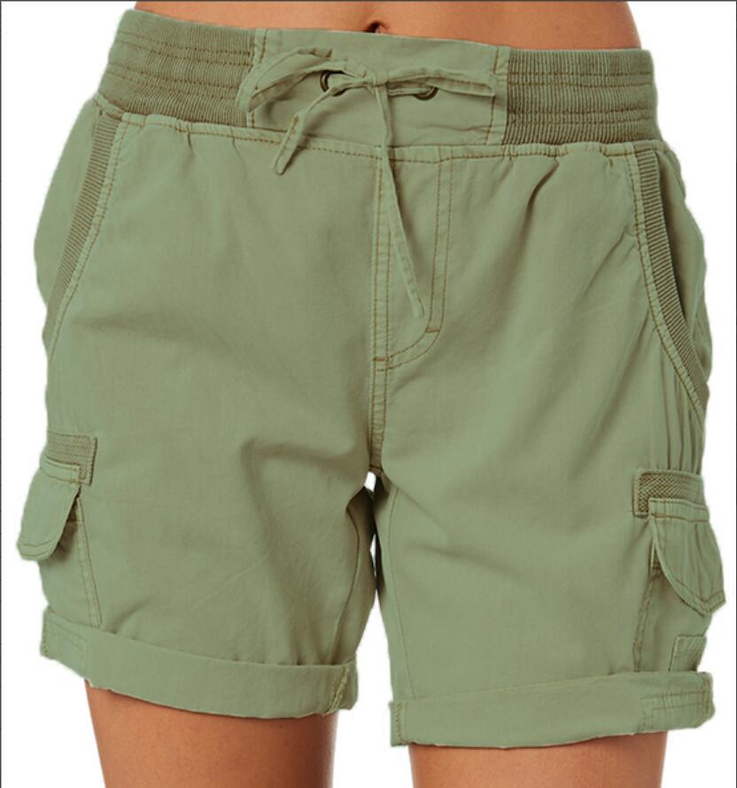 Short taille haute décontracté de couleur unie pour femme