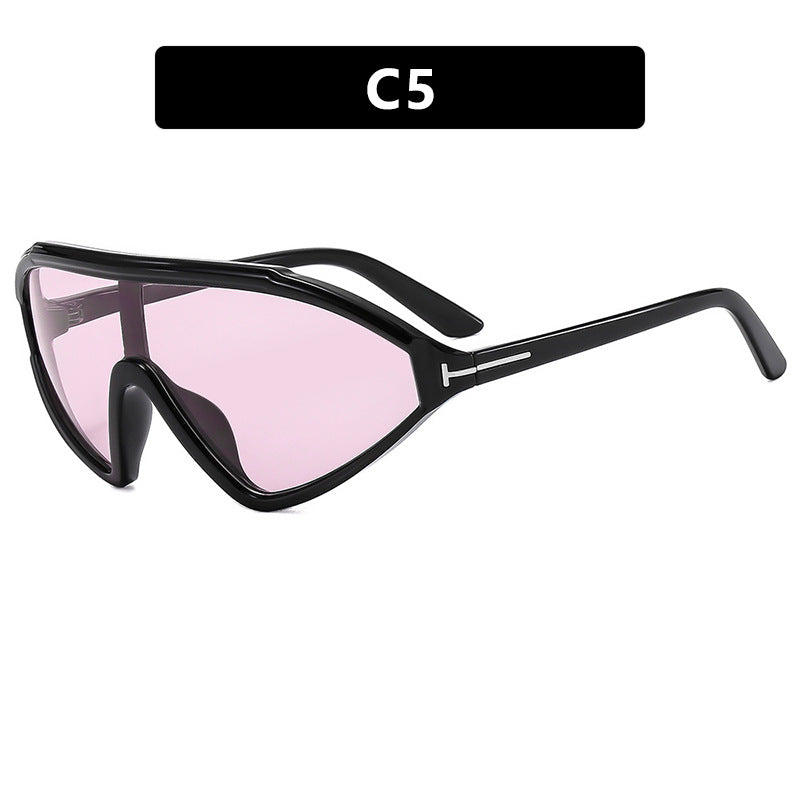 Gafas de sol triangulares irregulares y creativas de moda: estilo espejo moderno con marco de PC