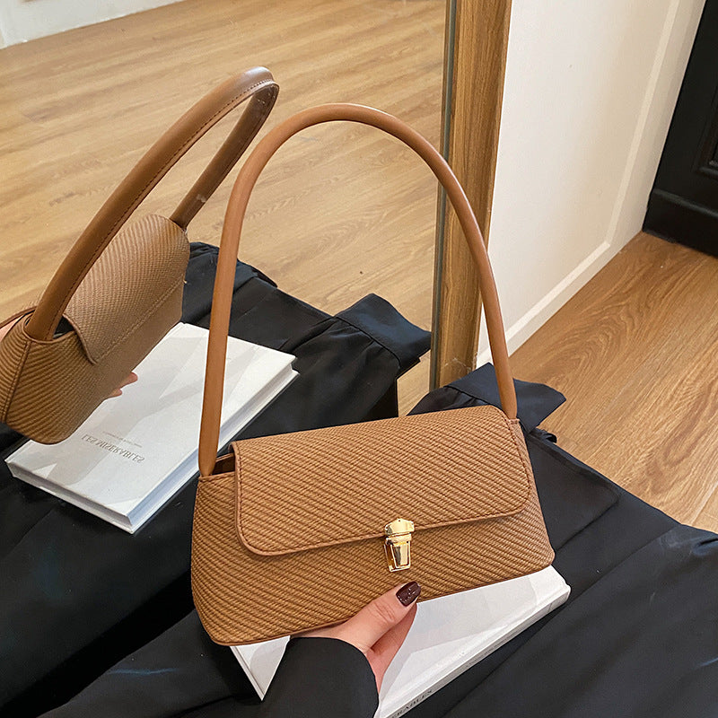 Sac à bandoulière décontracté couleur unie pour femme - Sac sous les bras en PU