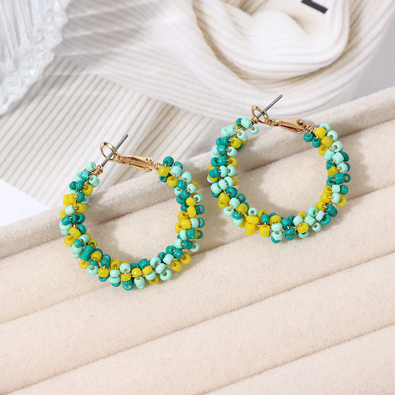 Boucles d'oreilles rondes en perles de verre de style bohème pour femmes