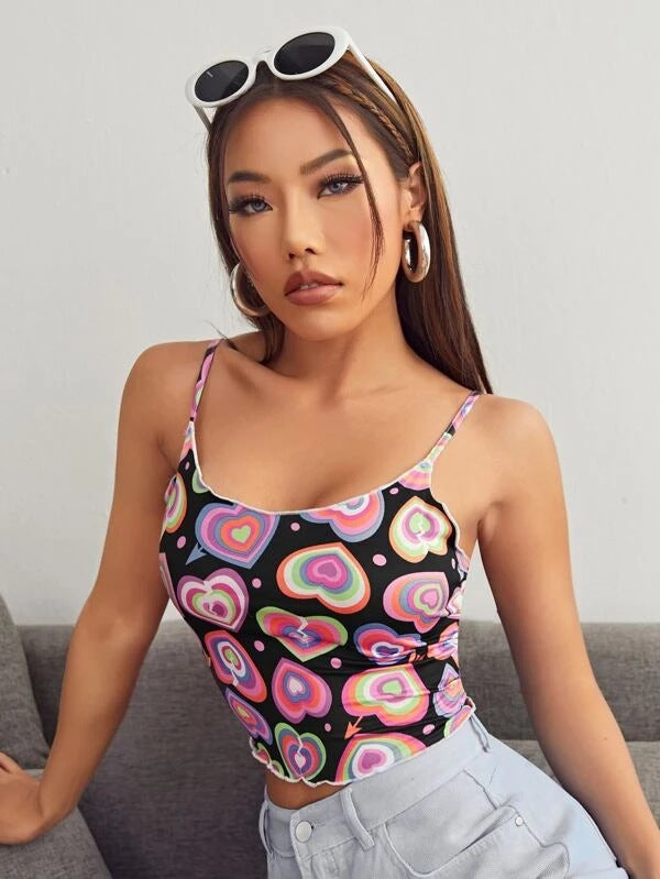 Women Fashion Sexy Printed Camisole Crop Top