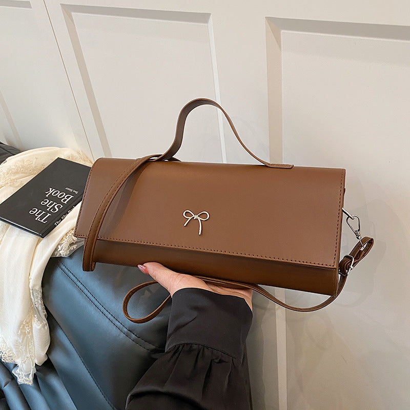Women Fashion Small Solid Color Rectangular Shoulder Bag - Street Trend PU Material
