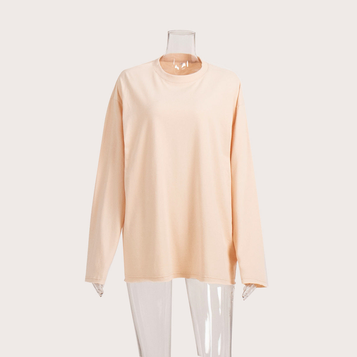 Casual Solid Color Round Neck Long Sleeve Blank T-Shirt