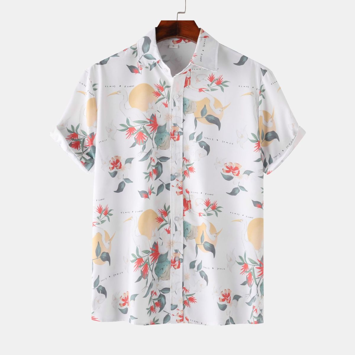 Men Summer Leisure Vacation 3D Flower Print Shirt