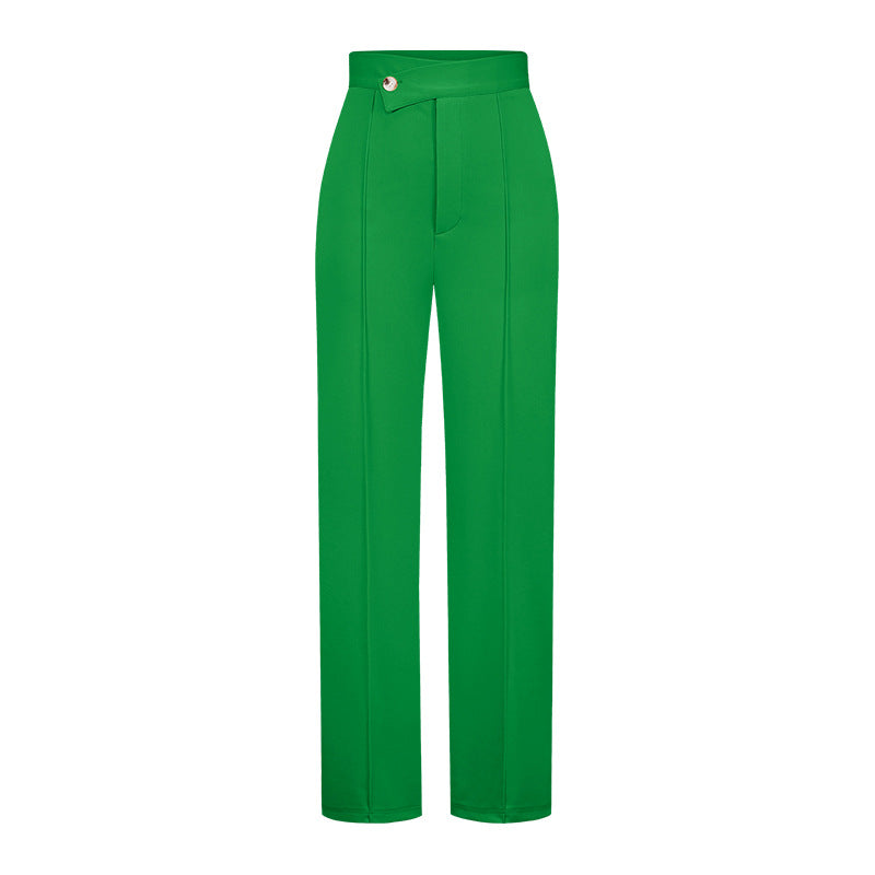 Pantalones anchos de color liso informales de moda para mujer
