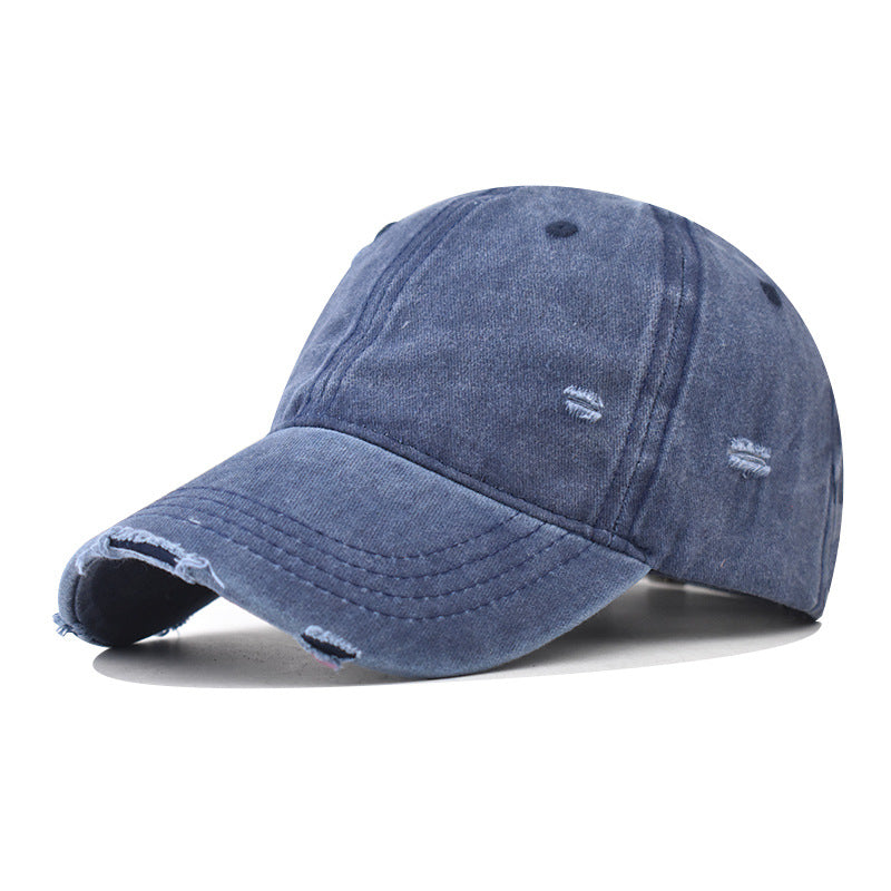 Fashion Casual Solid Color Ripped Baseball Cap Cotton Unisex Style