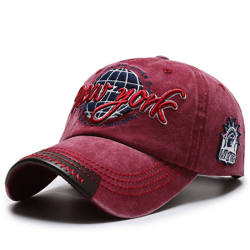Casquette en coton brodée avec lettres vintage et style rétro
