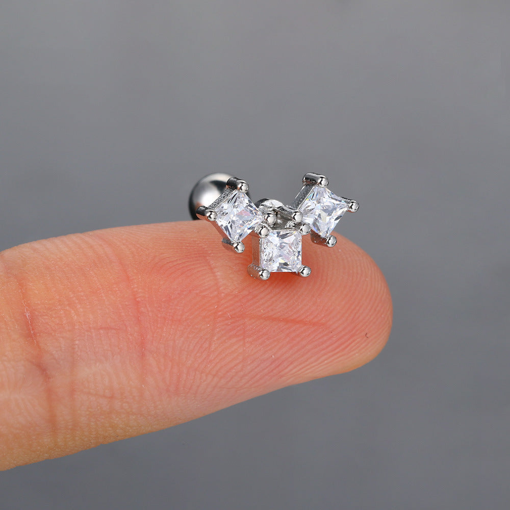 Zircon Butterfly Heart-Shaped Titanium Steel Earring
