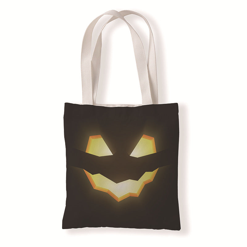 Bolsa de lona con diseño de calabaza y murciélago de Halloween