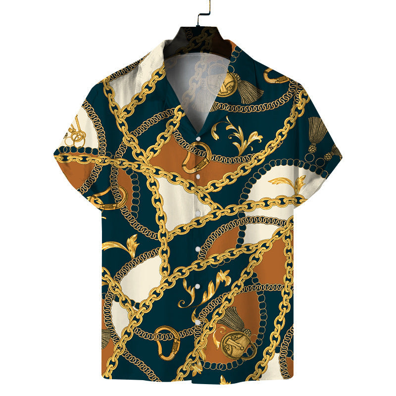 Camisa informal de moda para hombre con estampado 3D para vacaciones