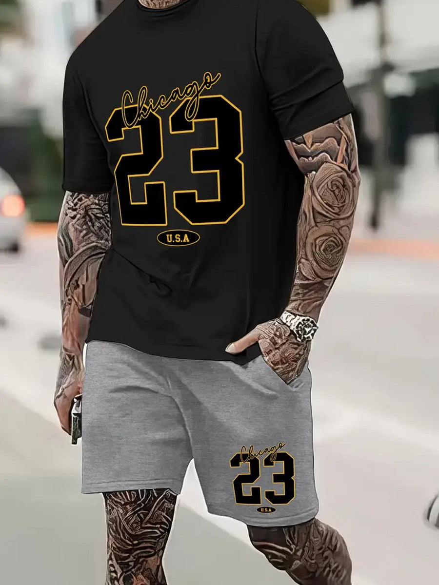 Summer Casual Short Sleeve Basic T-Shirt Set