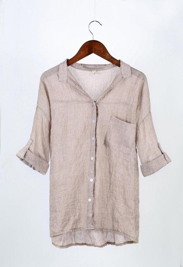 Chemisier ample en coton et lin pour femme, protection solaire d'été