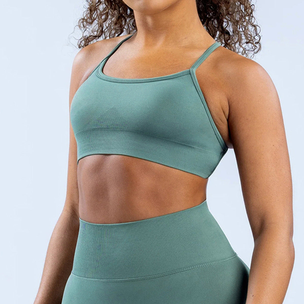 Soutien-gorge de yoga dos nu sans coutures, couleur unie, décontracté, pour femmes
