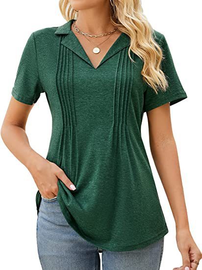 Summer Women Casual V-Neck Short Sleeve Blank T-Shirt