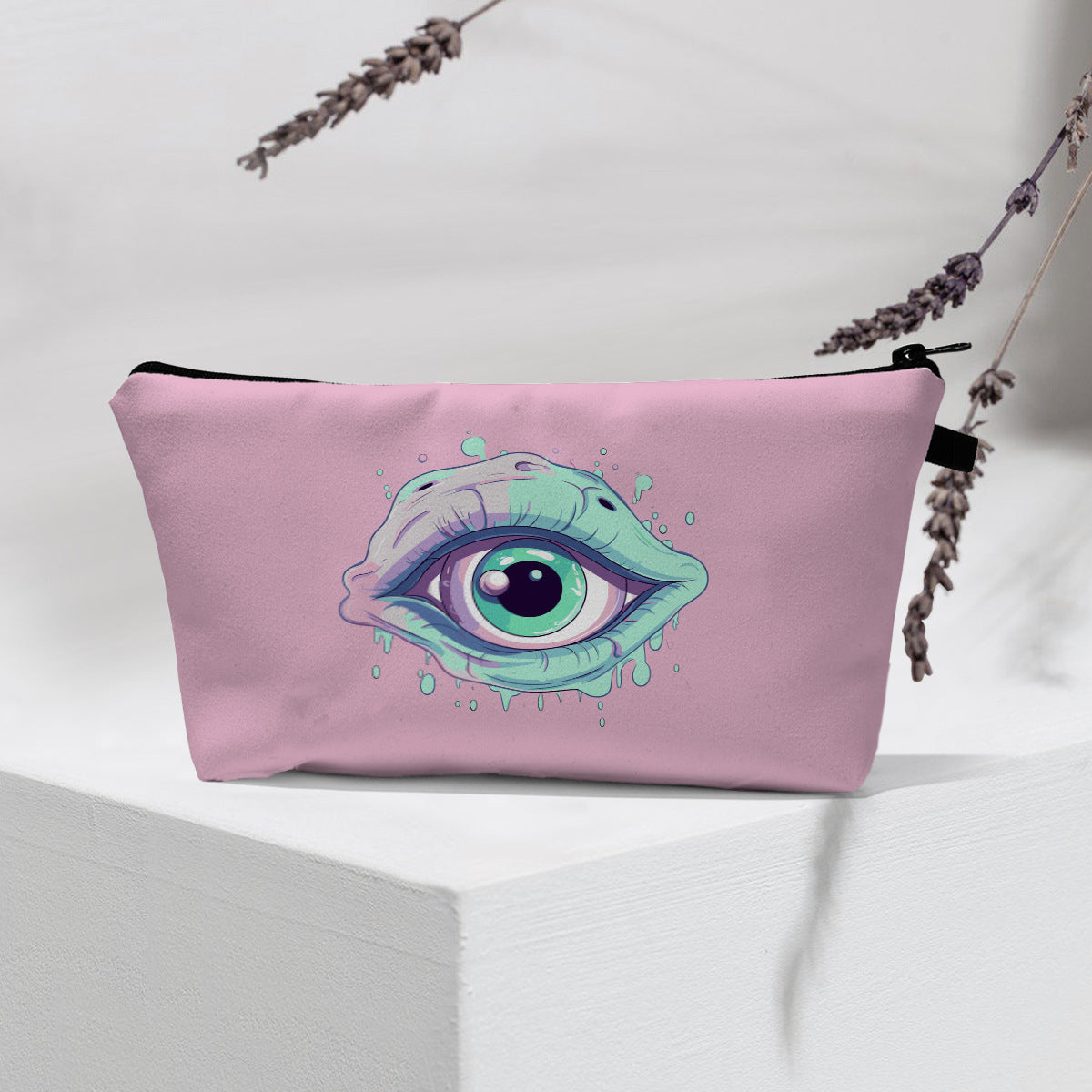 Bolsa de cosméticos portátil con diseño de mal de ojo para mujer