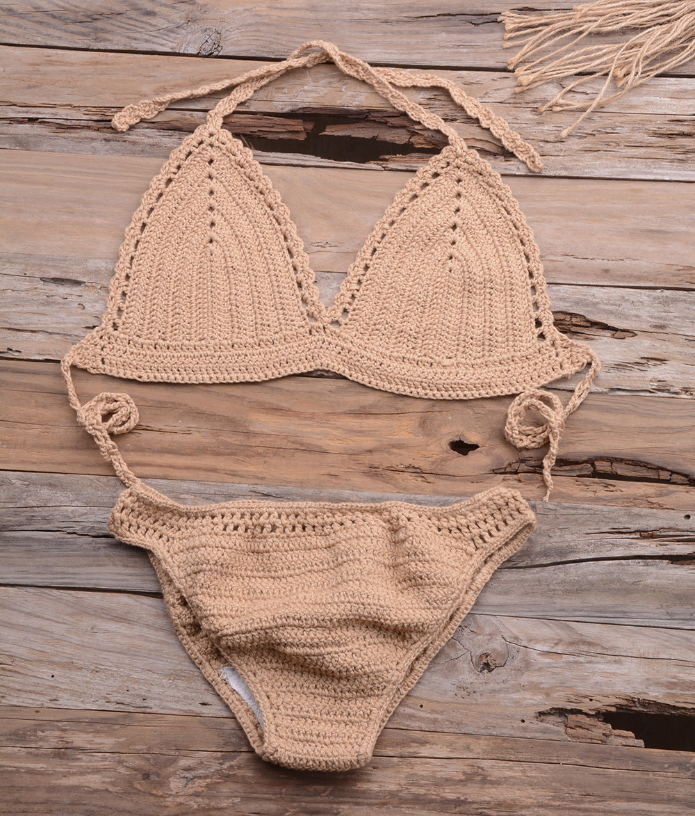 Conjunto de bikini de punto sexy para mujer para vacaciones de verano en la playa