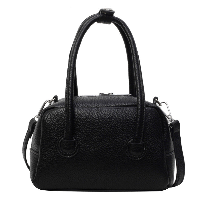 Sac à main décontracté à motif litchi de couleur unie pour femme