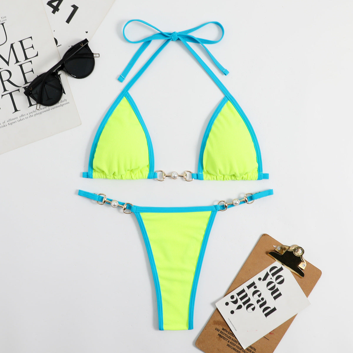 Conjunto de bikini sexy en contraste para mujer