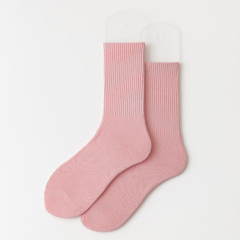Calcetines casuales de algodón de color sólido para mujer