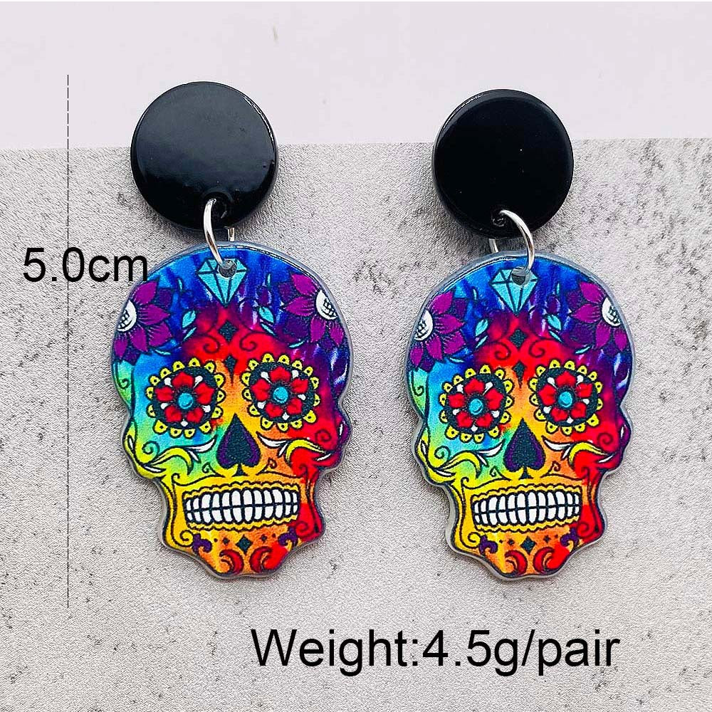 Halloween Women Fashion Acrylic Horror Skull Earrings