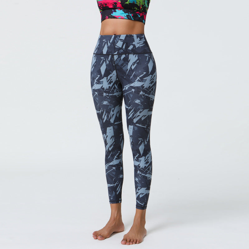 Leggings de sport taille haute imprimés pour femmes, style yoga