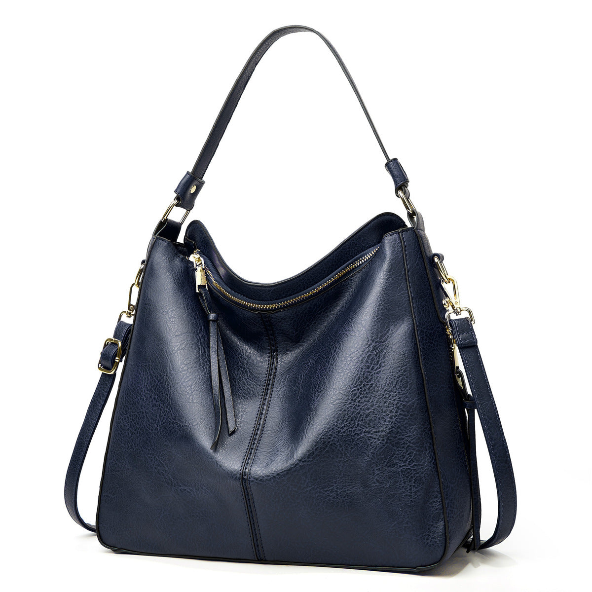 Women Solid Color Portable Large Capacity PU Handbag