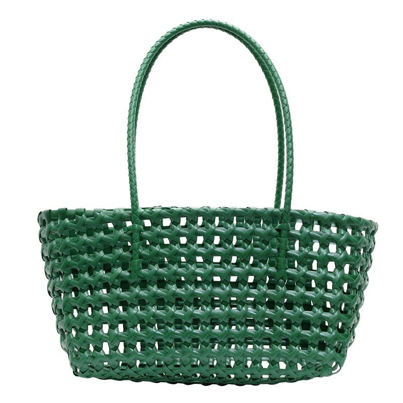Handmade Woven Fabric Beach Tote with Vegetable Basket Style