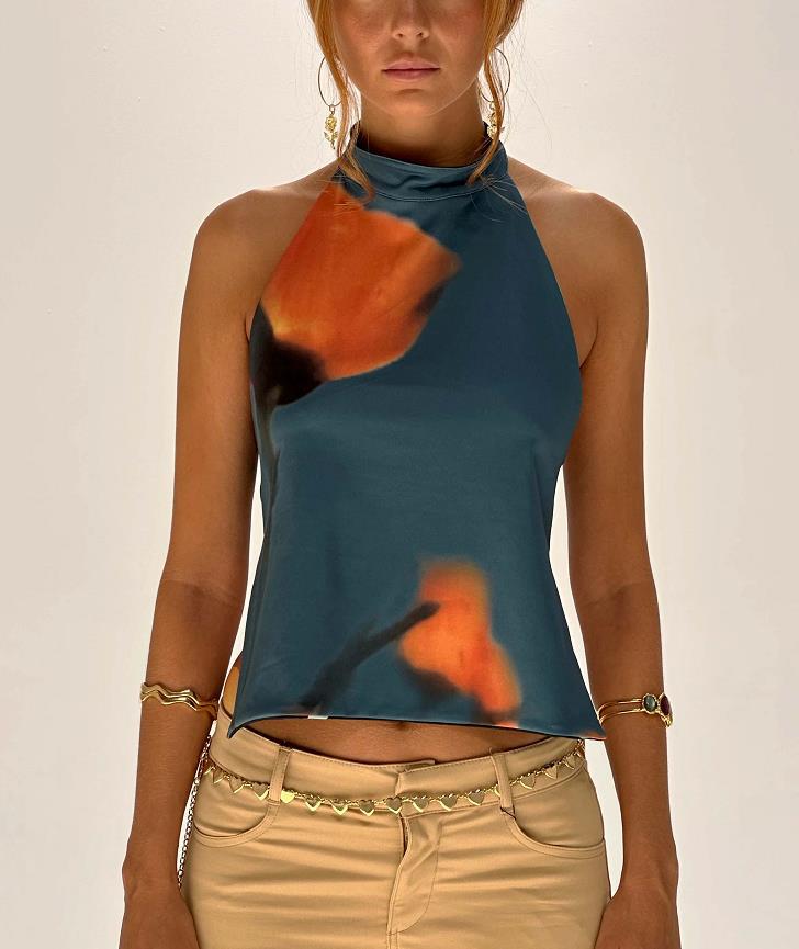 Women Summer Sleeveless Halter Neck Top