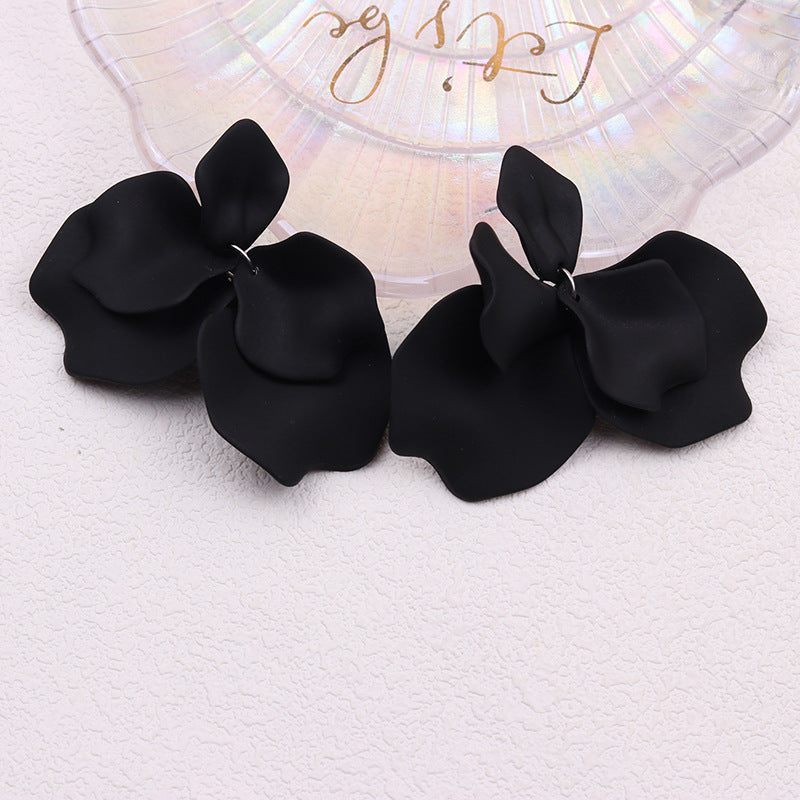 Bohemian Solid Color Petal Tassel Acrylic Earrings
