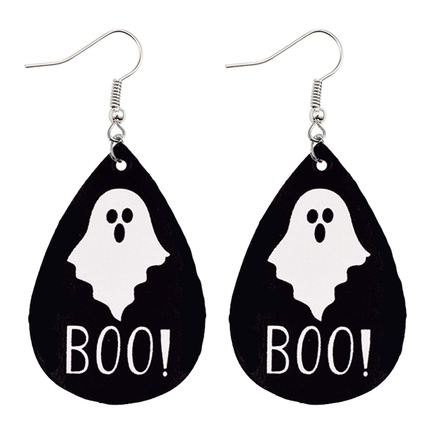 Halloween Women Horror Funny Pumpkin Ghost Bat PU Earrings