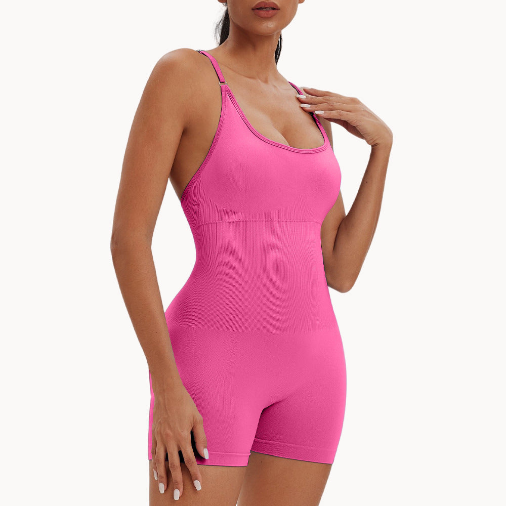 Women Sexy Solid Color Seamless Yoga Rompers