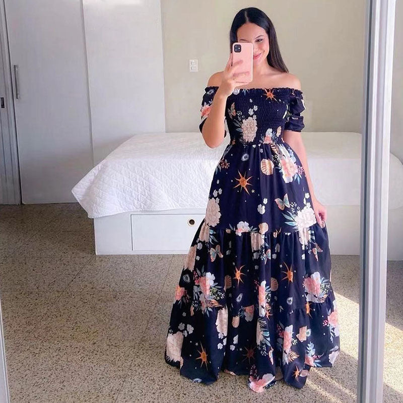 Vestido largo floral arcoíris para mujer para vacaciones de verano