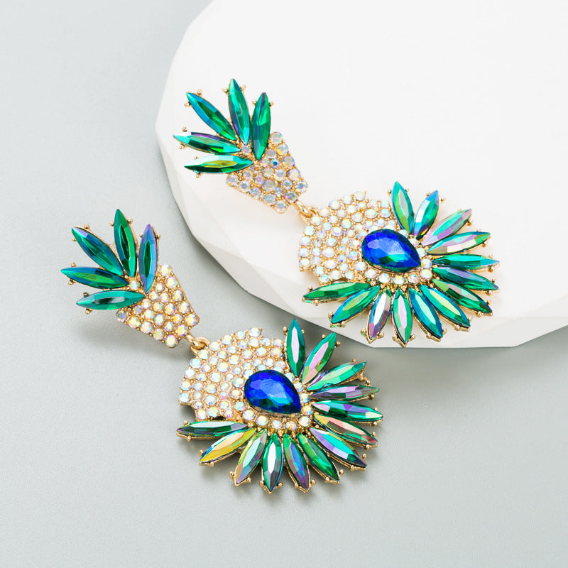 Bohemian Exaggerated Alloy Rhinestone Earrings