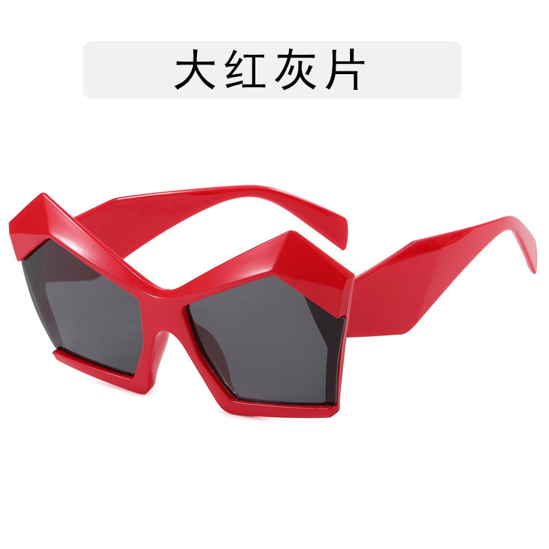 Gafas de sol con diseño de gato, estilo retro, con montura grande y polígono de moda