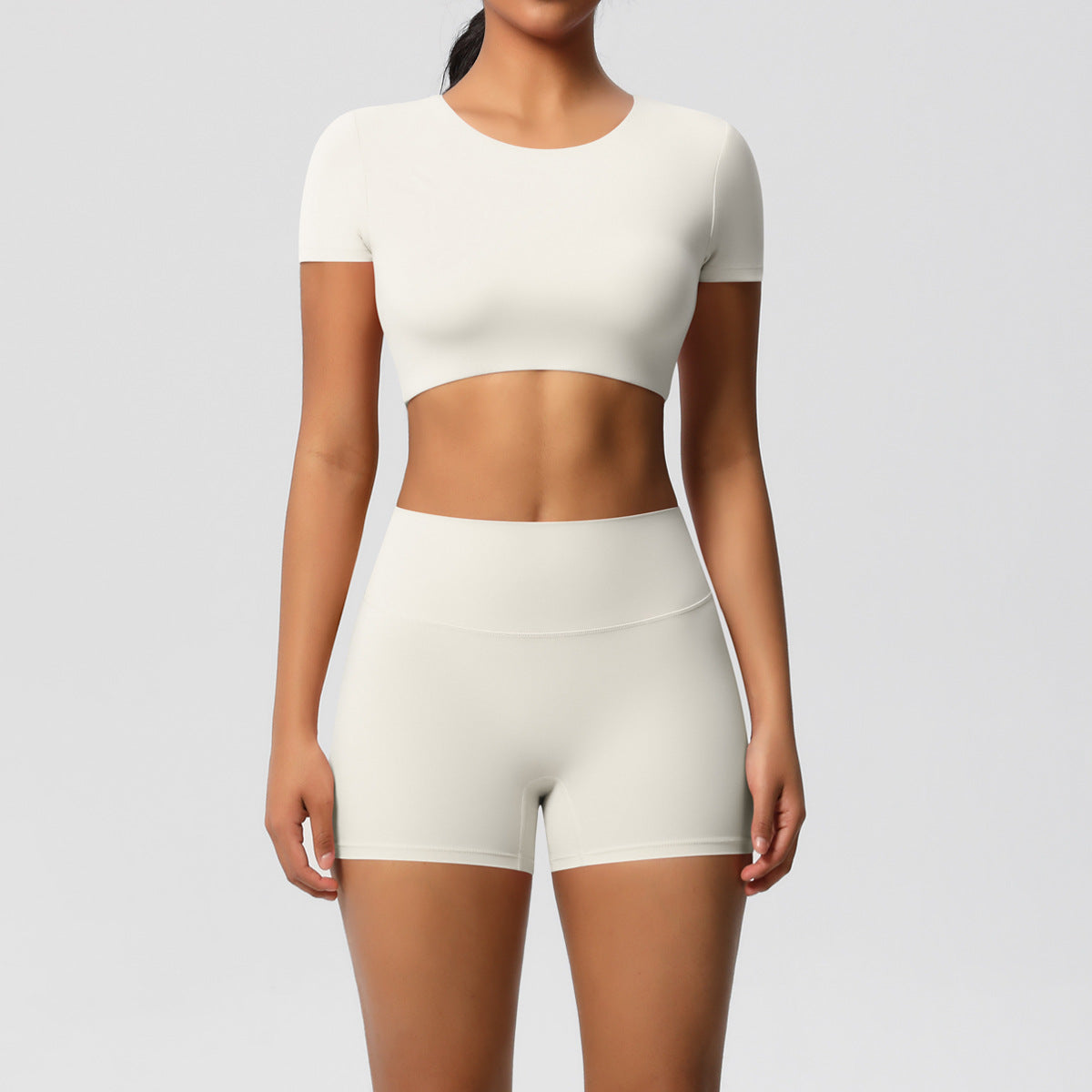 Ensemble de sport deux pièces de yoga pour femmes, couleur unie