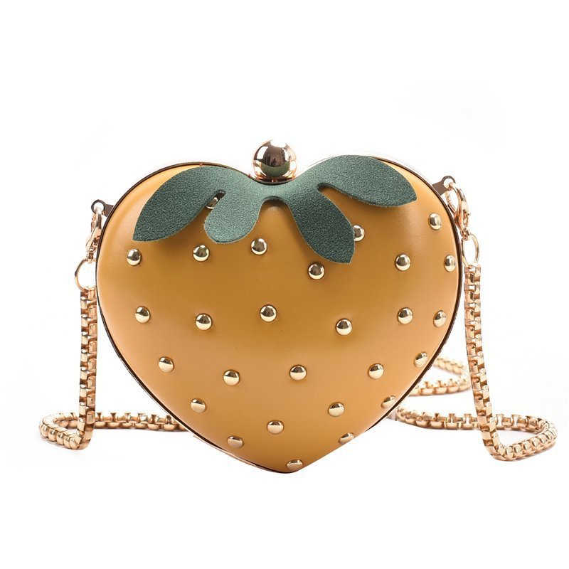 Bolso bandolera moderno de PU con cadena y corazón de fresa