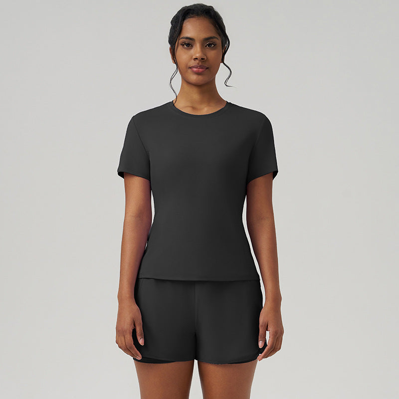 Conjunto informal de dos piezas de color liso y secado rápido para mujer