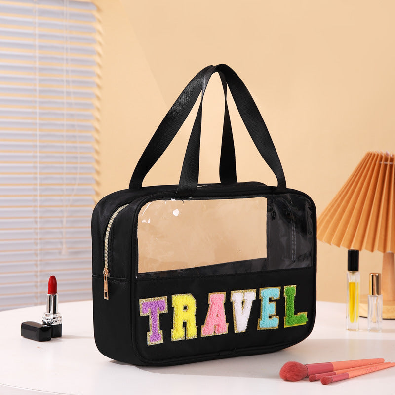 Fashion Transparent PVC Letters Portable Cosmetic Bag
