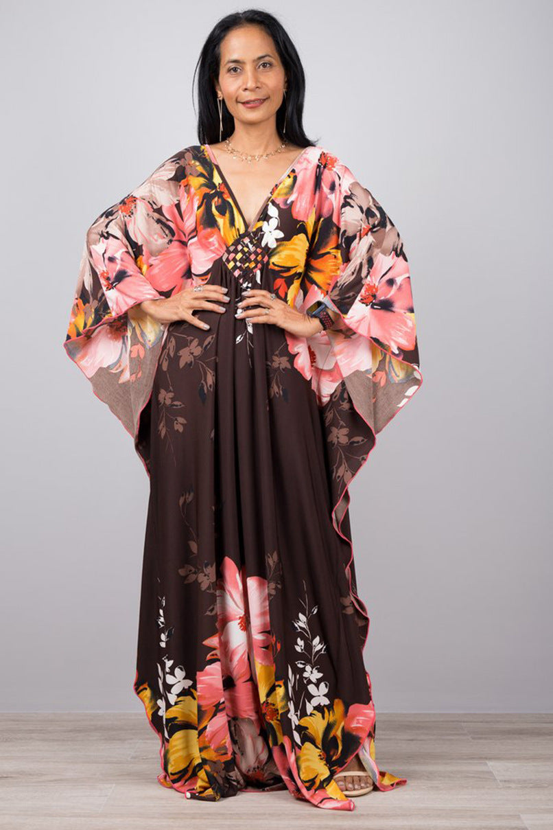 Robe de plage ample en polyester imprimé