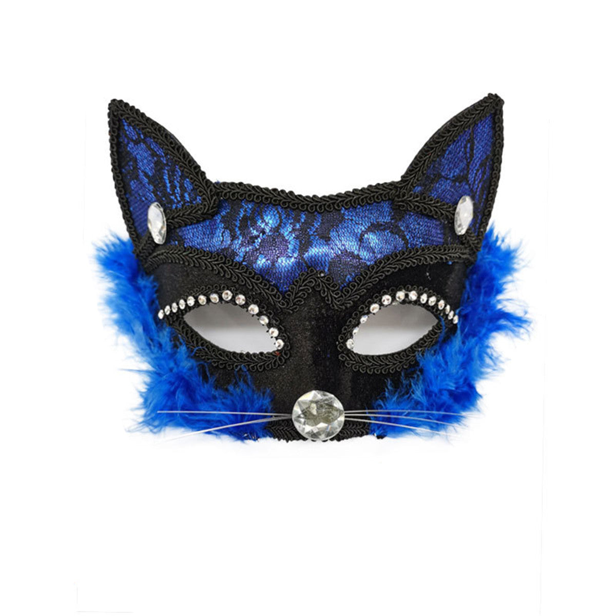Halloween Lace Animal Cat Diamond Half Face Mask