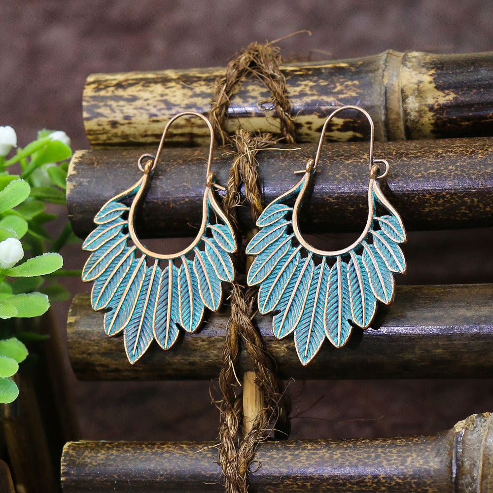 Boucles d'oreilles à pampilles turquoise de style ethnique bohème